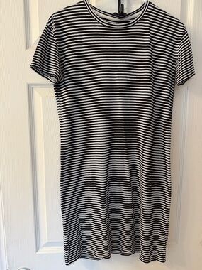 Everlane Black and White Stripe Short Sleeve T-Shirt Dress Size XS